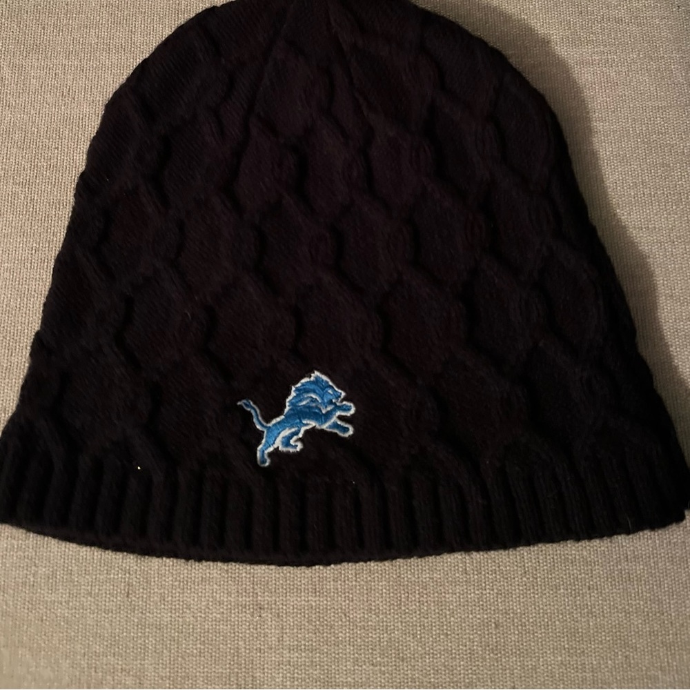 NFL PRO LINE PRE-LOVED FANATICS DETROIT LIONS BLACK BEANIE HAT